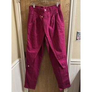 Vintage Roper Jeans Women's Fuchsia Pink Denim HighRise Button Cross Flaps 11/12